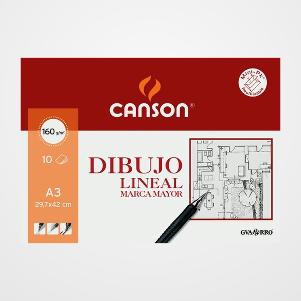 LAMINA GUARRO-CANSON DIBUJO MARCA MAYOR 160g MINI-PACK de 10 A3