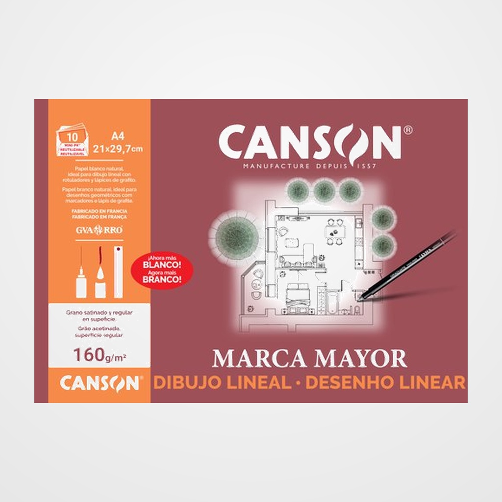 LAMINA GUARRO-CANSON DIBUJO MARCA MAYOR 160g MINI-PACK de 10 A4