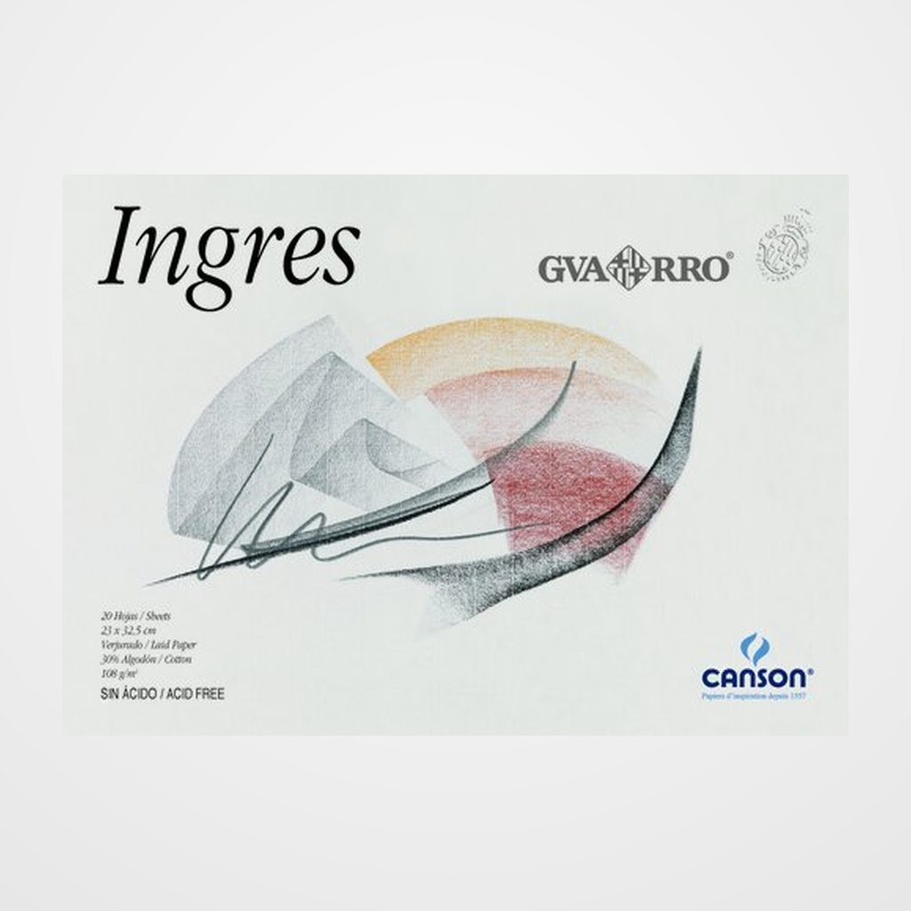 BLOC DE DIBUJO GUARRO-CANSON INGRES ENCOLADO PAPEL VERJURADO A3+ 108g 20h