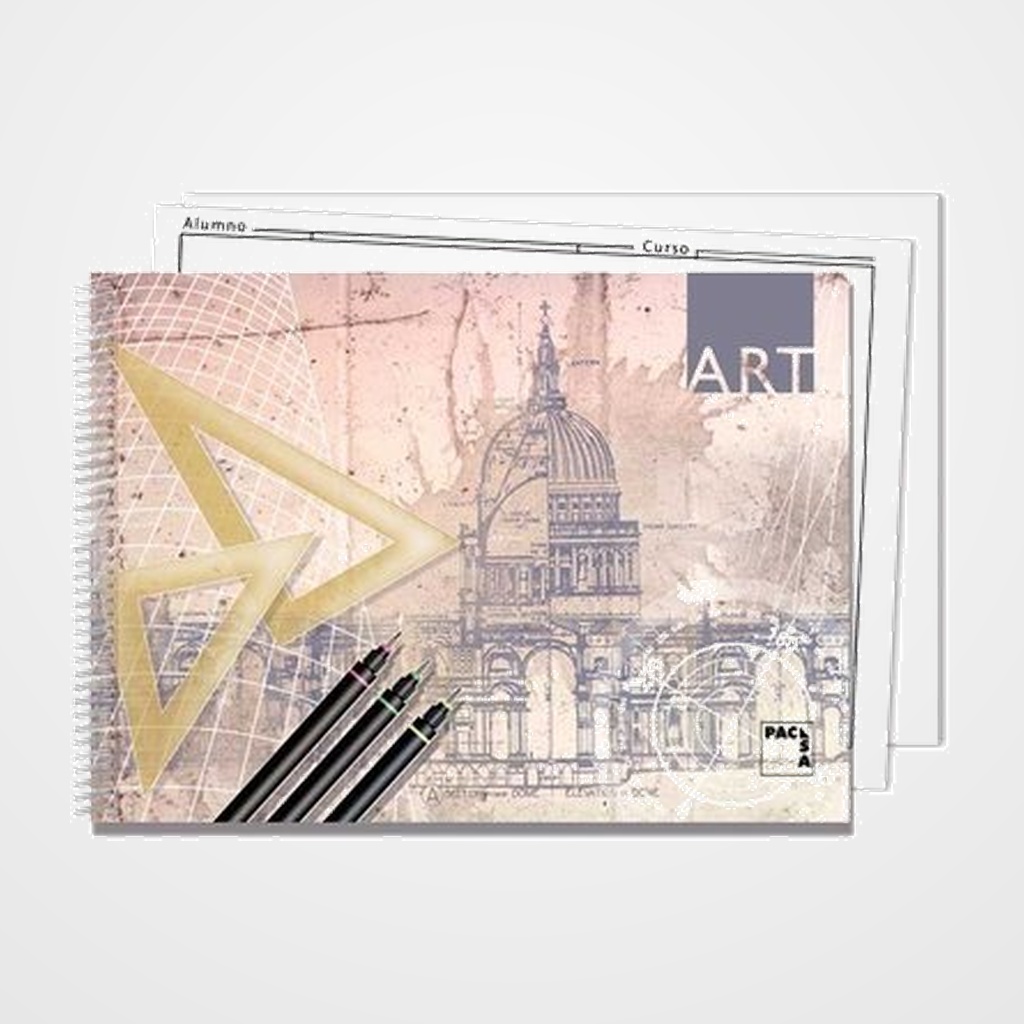 BLOC DE DIBUJO PACSA ART CON ESPIRAL LISO con RECUADRO 2 TALADROS Fº PROLONGADO 140g 20h