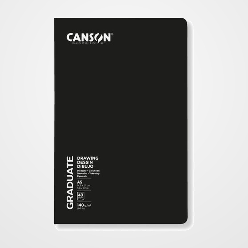 CUADERNO DE DIBUJO CANSON GRADUATE DESSIN GRAPADO GRANO SUAVE TAPA BLANDA A5 140g 20h