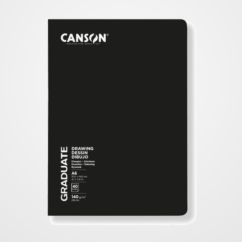 CUADERNO DE DIBUJO CANSON GRADUATE DESSIN GRAPADO GRANO SUAVE TAPA BLANDA A6 140g 20h
