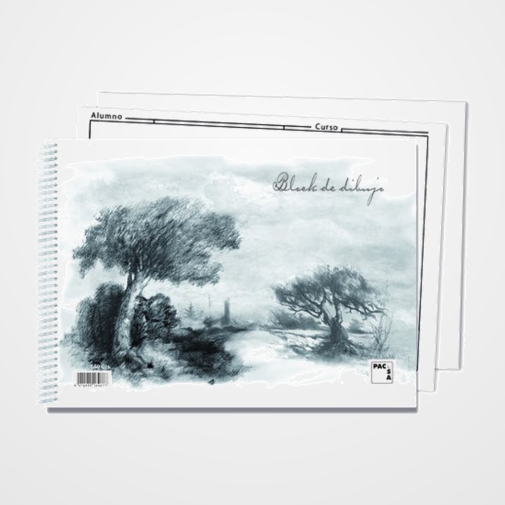 BLOC DE DIBUJO PACSA CON ESPIRAL LISO 2 TALADROS Fº PROLONGADO 140g. 20h