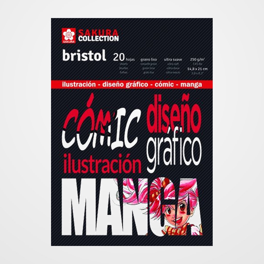 BLOC DE DIBUJO SAKURA COMIC Y MANGA ENCOLADO LISO A5 250g 20h