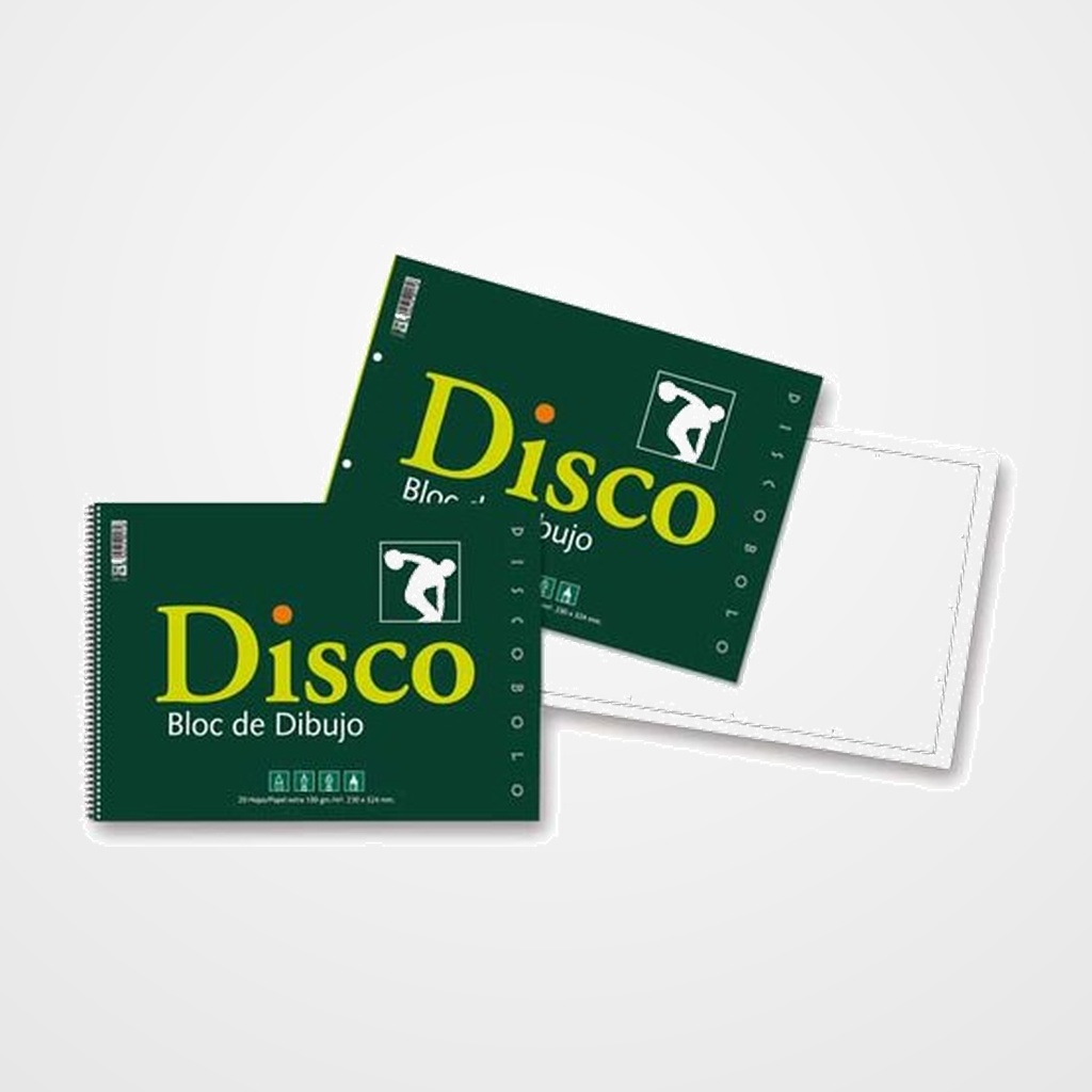 BLOC DE DIBUJO ZORRILLA DISCO ENCOLADO LISO con RECUADRO 2 TALADROS 230x340 mm 130g 20h