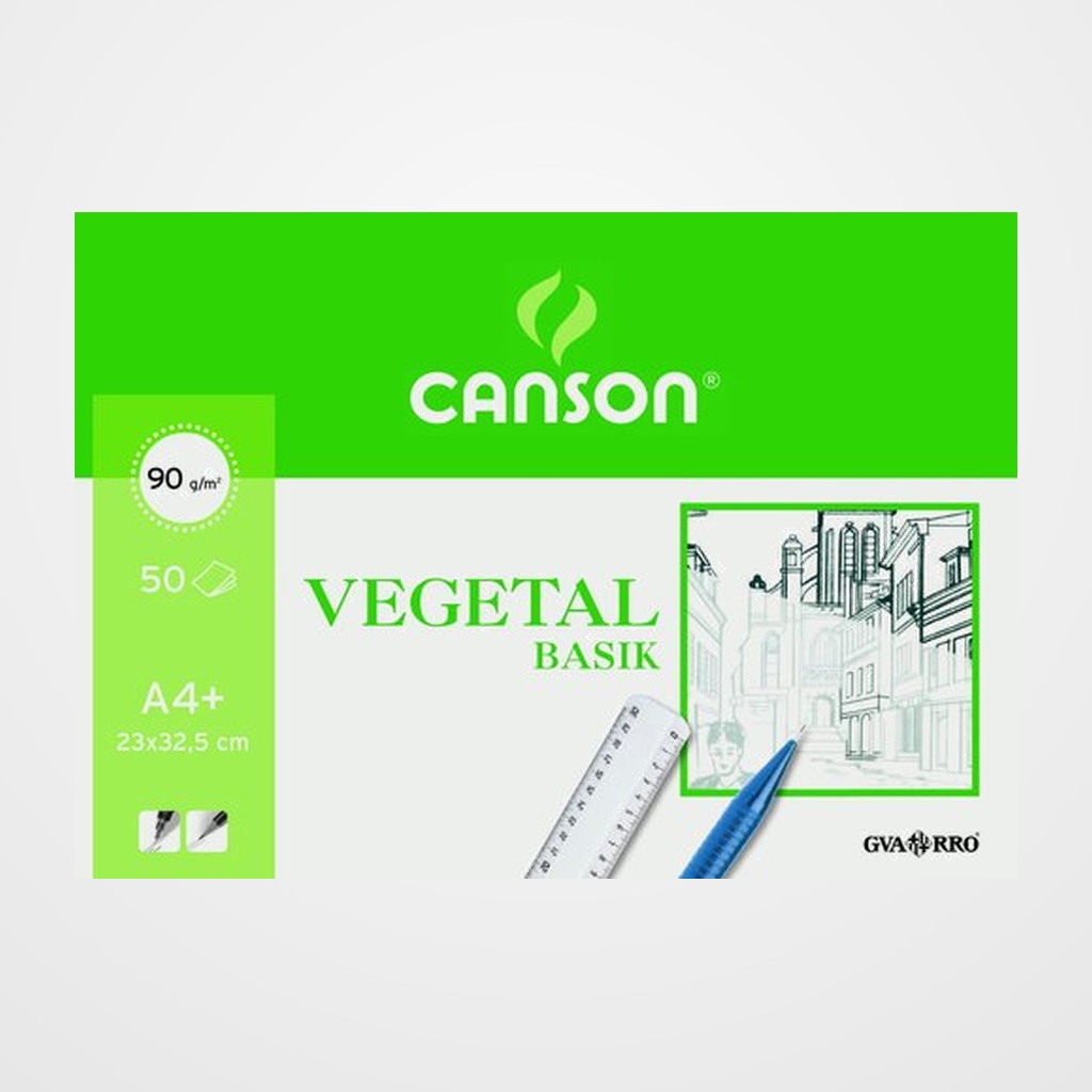 BLOC DE DIBUJO GUARRO-CANSON BASIK VEGETAL ENCOLADO A4+ 95g 50h