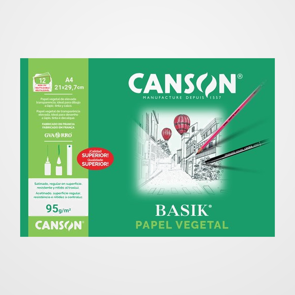 LAMINA GUARRO-CANSON VEGETAL BASIK A4 95g MINI-PACK de 12