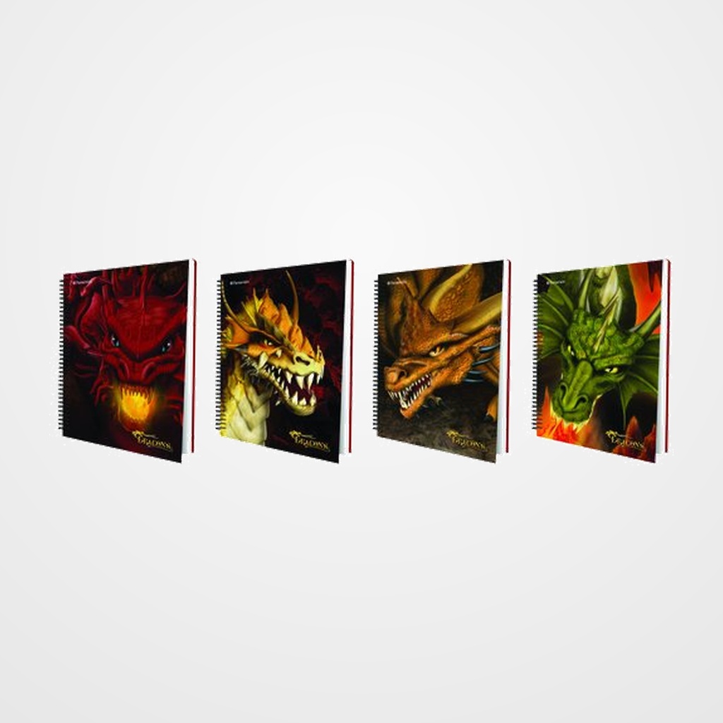 BLOC FOLIO TAPA DURA RAYADO 80 Hojas/63 grs. DRAGONES CON STICKERS