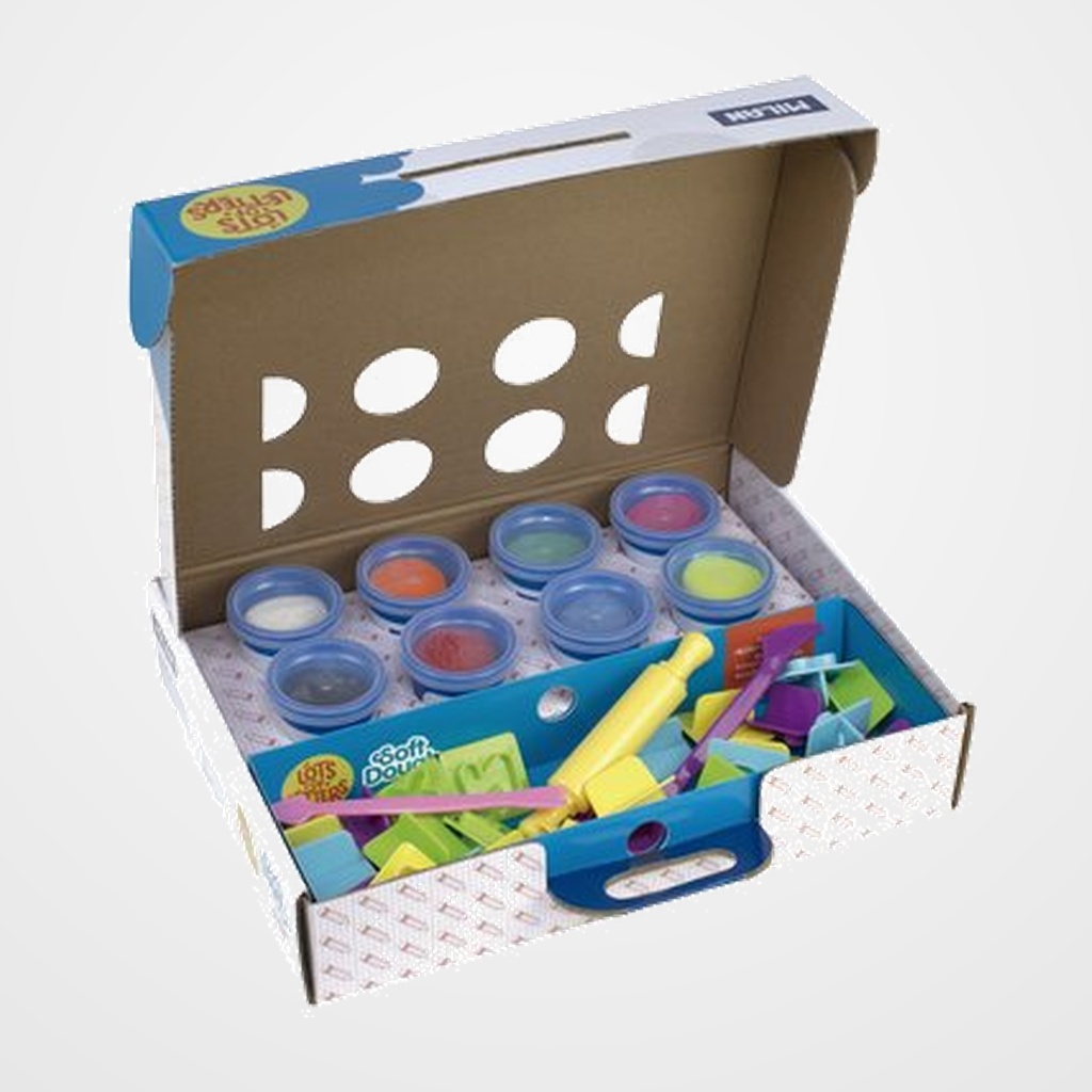 PASTA MODELAR MILAN  SOFT DOUGH MALETIN CON HERRAMIENTAS  ABECEDARIO  8 BOTES 59g