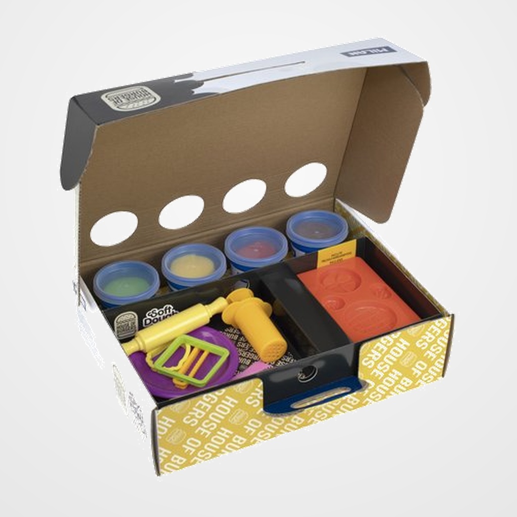 PASTA MODELAR MILAN  SOFT DOUGH MALETIN CON HERRAMIENTAS  LA CASA DE LAS HAMBURGUESAS  4 BOTES 116g