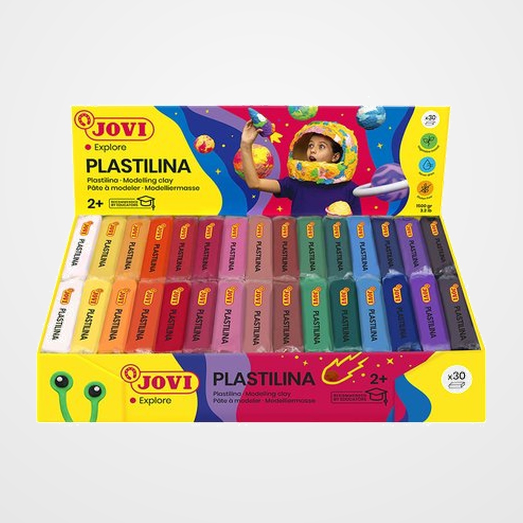 [24101002] PLASTILINA JOVI 70 PASTILLA 50 gr. SURTIDO CAJA DE 30 (2x 15 col.)