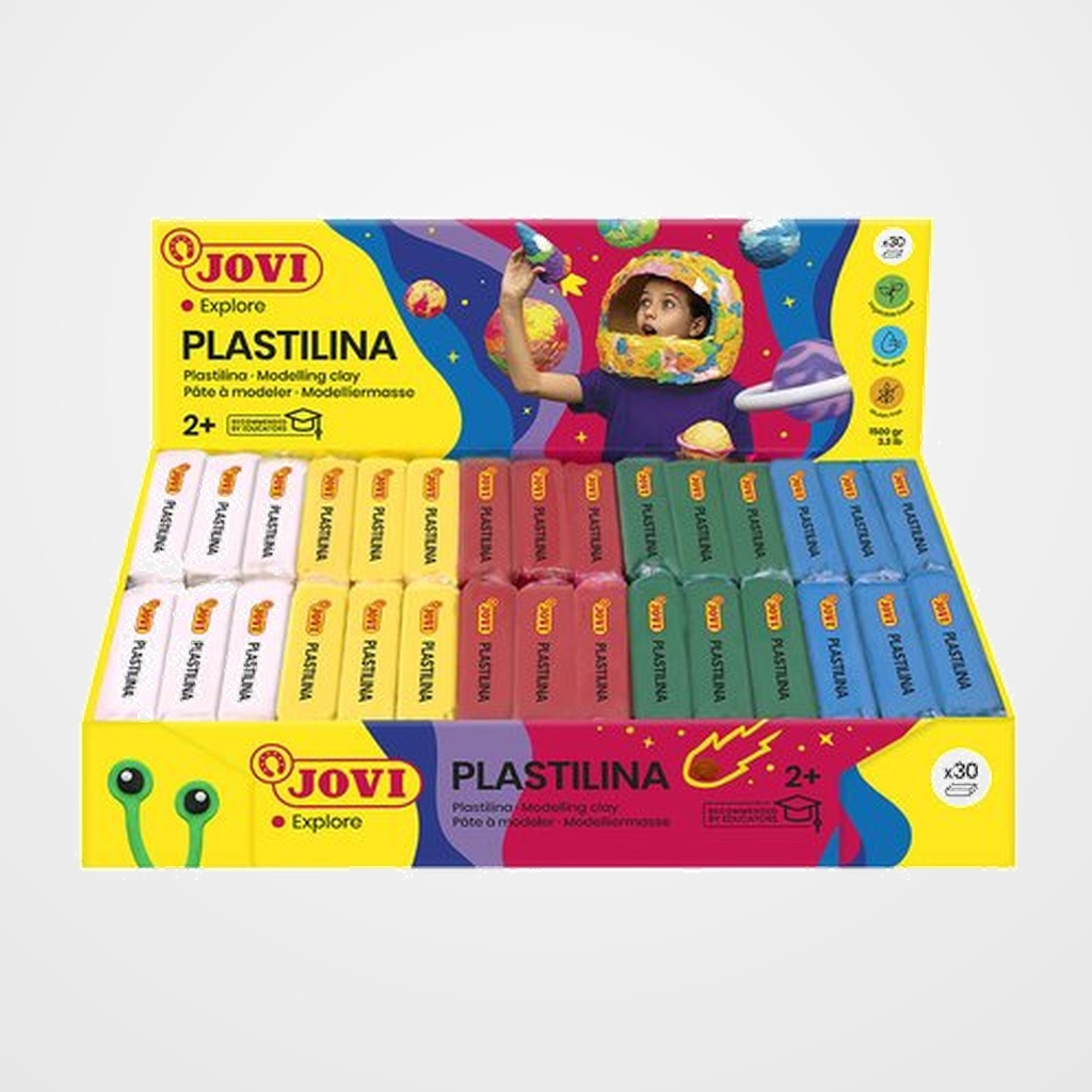 PLASTILINA JOVI 70 PASTILLA 50 gr. SURTIDO COLORES BASICOS CAJA DE 30 (6x 5 col.)