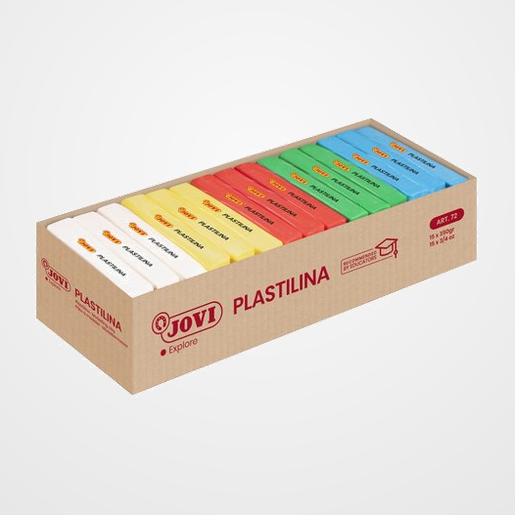 PLASTILINA JOVI 72 PASTILLA 350 gr. SURTIDO CAJA DE 15 (3*5 col)