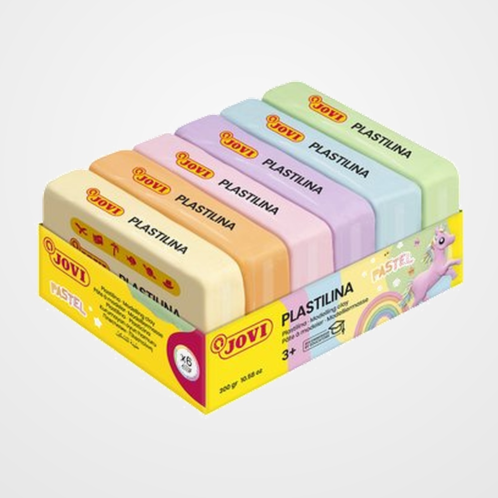 PLASTILINA JOVI 70 PASTEL PASTILLA 50 gr. SURTIDO CAJA DE 6