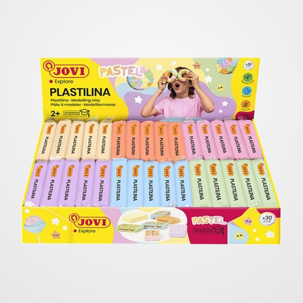 [24101421] PLASTILINA JOVI 70 PASTILLA 50 gr. SURTIDO COLORES PASTEL CAJA DE 30 (5x 6 col.)