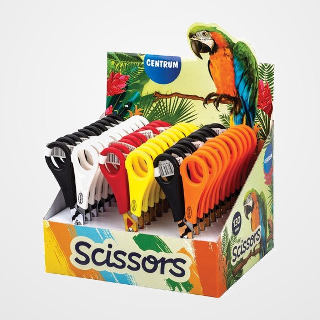 TIJERAS ESCOLARES CENTRUM ZOO 13 cm. SURTIDAS EXPOSITOR de 30