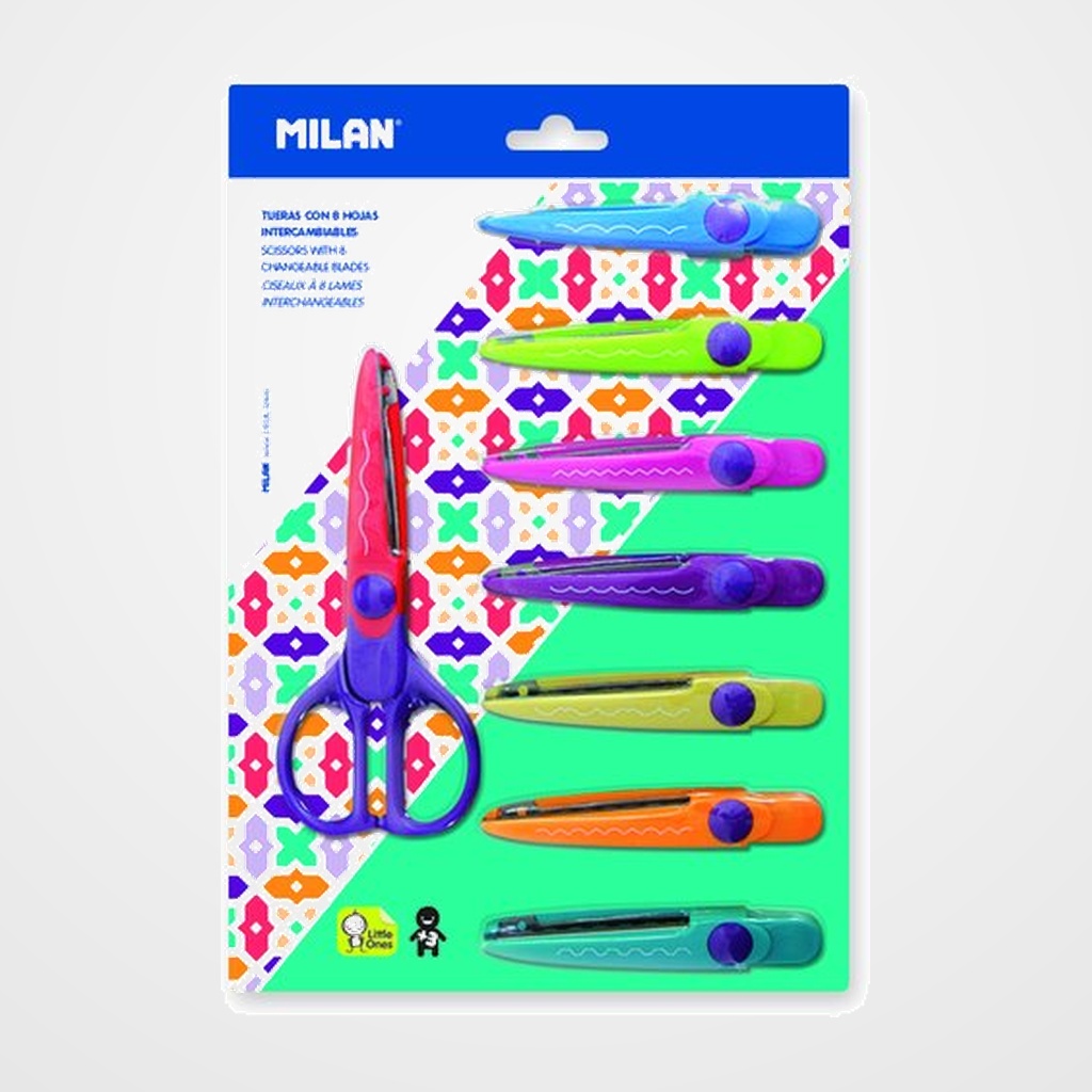 TIJERA INFANTIL MILAN ZIG-ZAG CON 8 HOJAS INTERCAMBIABLES