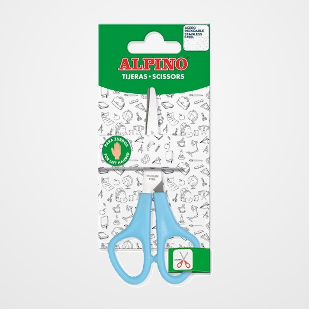 TIJERAS ESCOLARES  ALPINO 13 cm. para ZURDOS  BLISTER