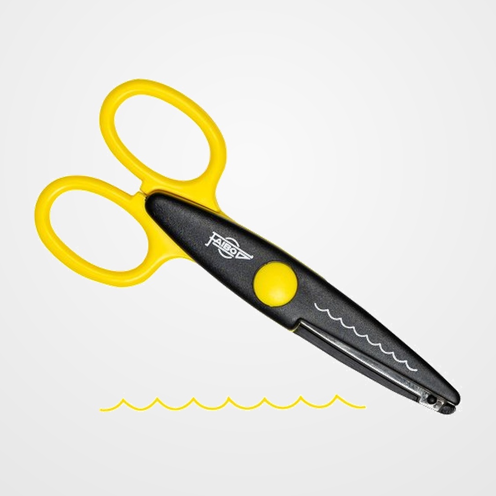 TIJERAS FAIBO DENTADA 13 cm AMARILLO