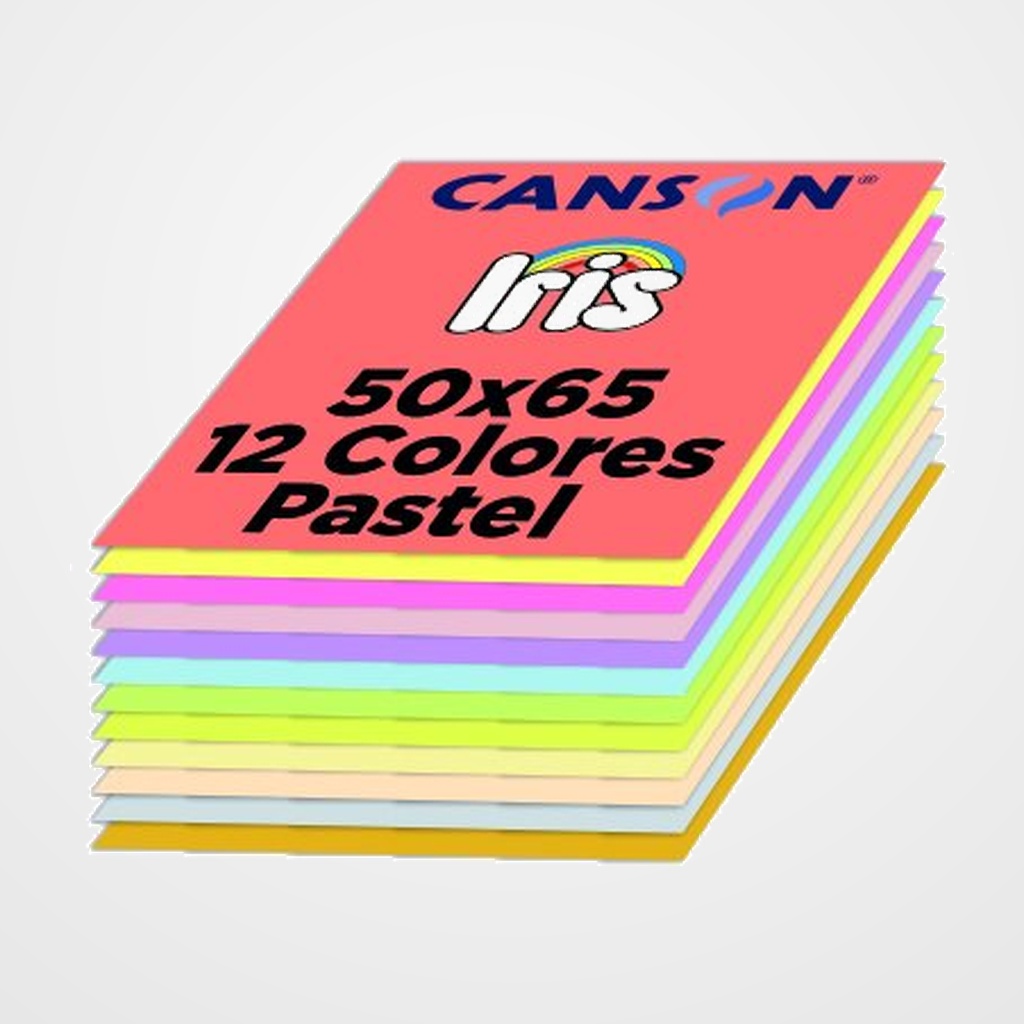 CARTULINA 50x65 cm IRIS 185g COLORES PASTEL PAQUETE de 120