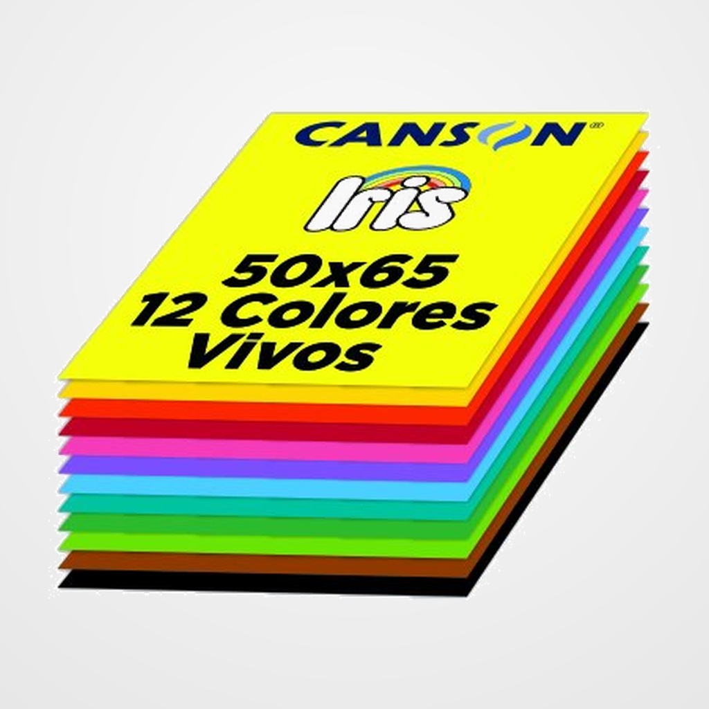 CARTULINA 50x65 cm IRIS 185g COLORES VIVOS PAQUETE de 120