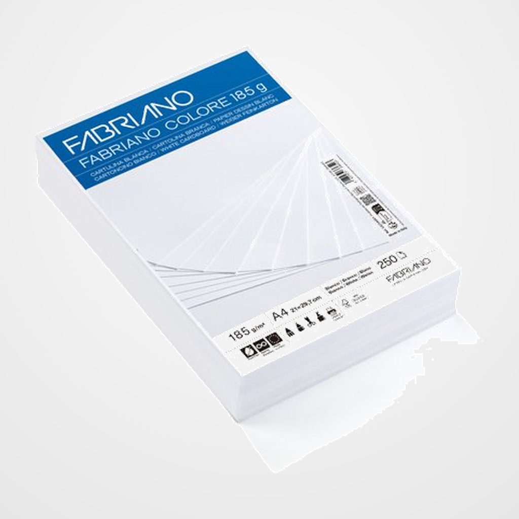 CARTULINA A4 FABRIANO COLORE 185g PAQUETE DE 250 BLANCO