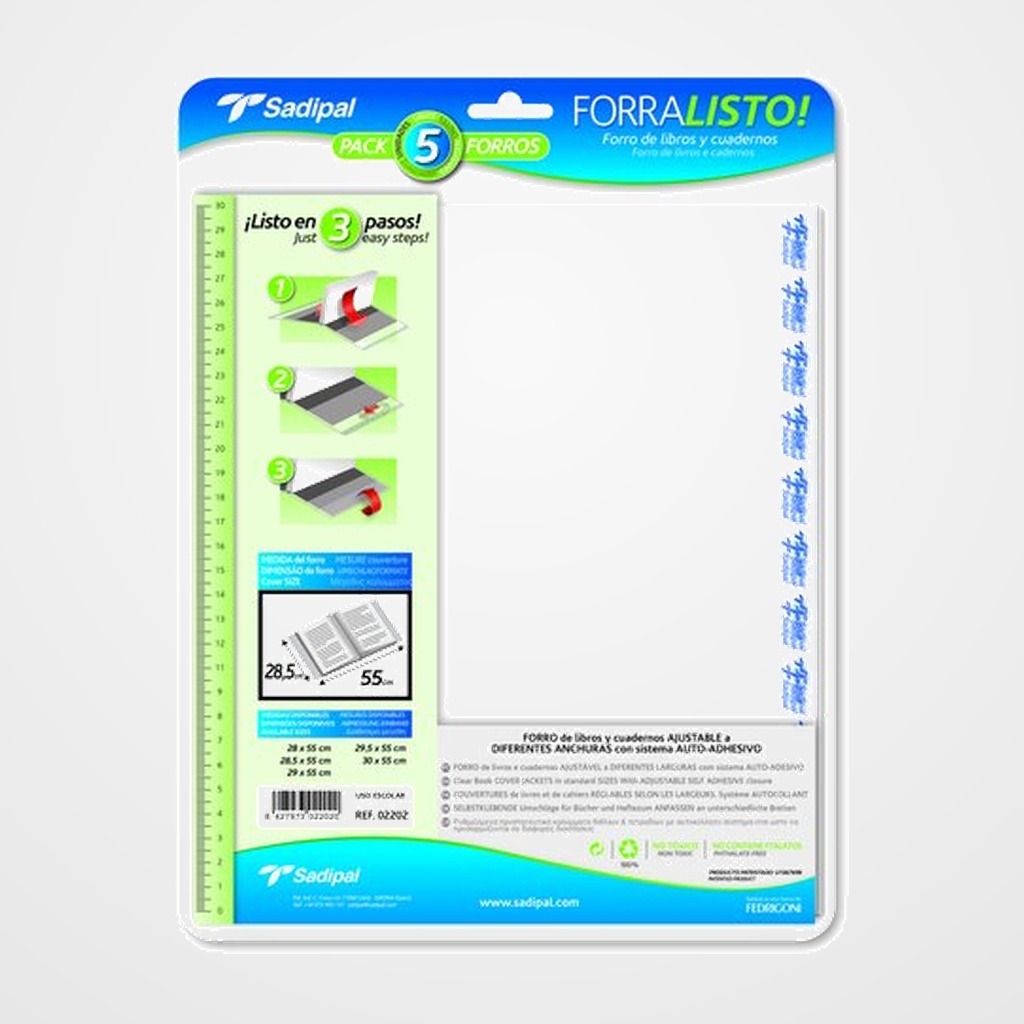 FORRO AJUSTABLE SADIPAL PP TRANS.28,5 x 52 cm BLISTER de 5