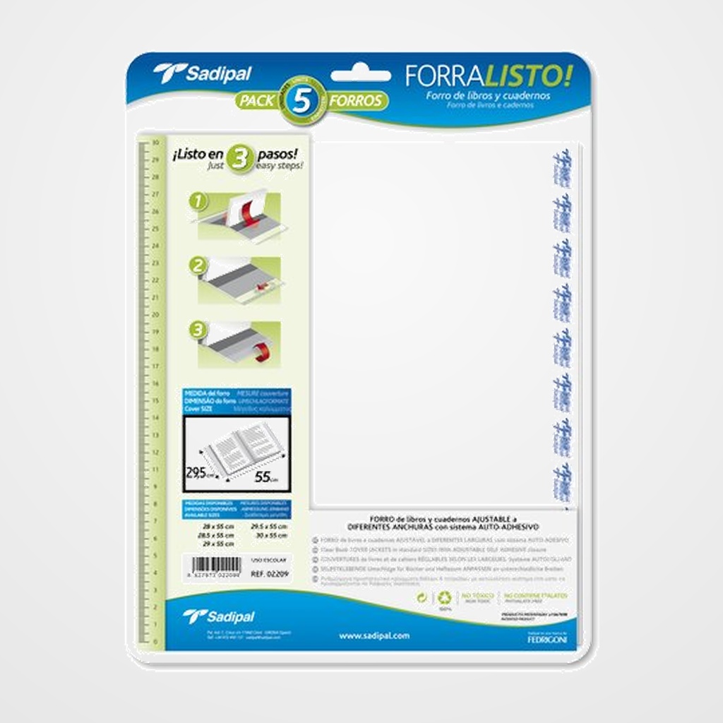 FORRO AJUSTABLE SADIPAL PP TRANS.29,5 x 52 cm BLISTER de 5