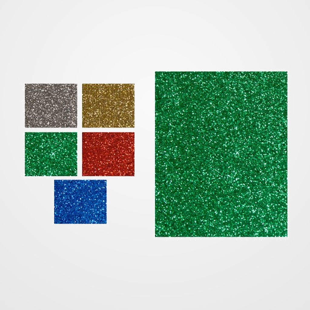 GOMA EVA FIXO KIDS HOJA 22x30 cm PURPURINA VERDE PAQUETE de 5