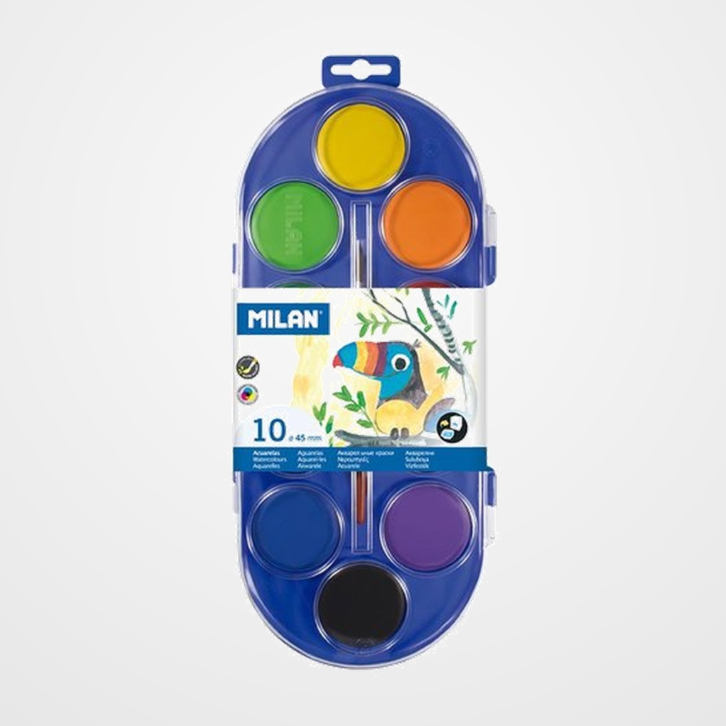 ACUARELAS MILAN ESTUCHE de 10 Ø 45mm CON PINCEL