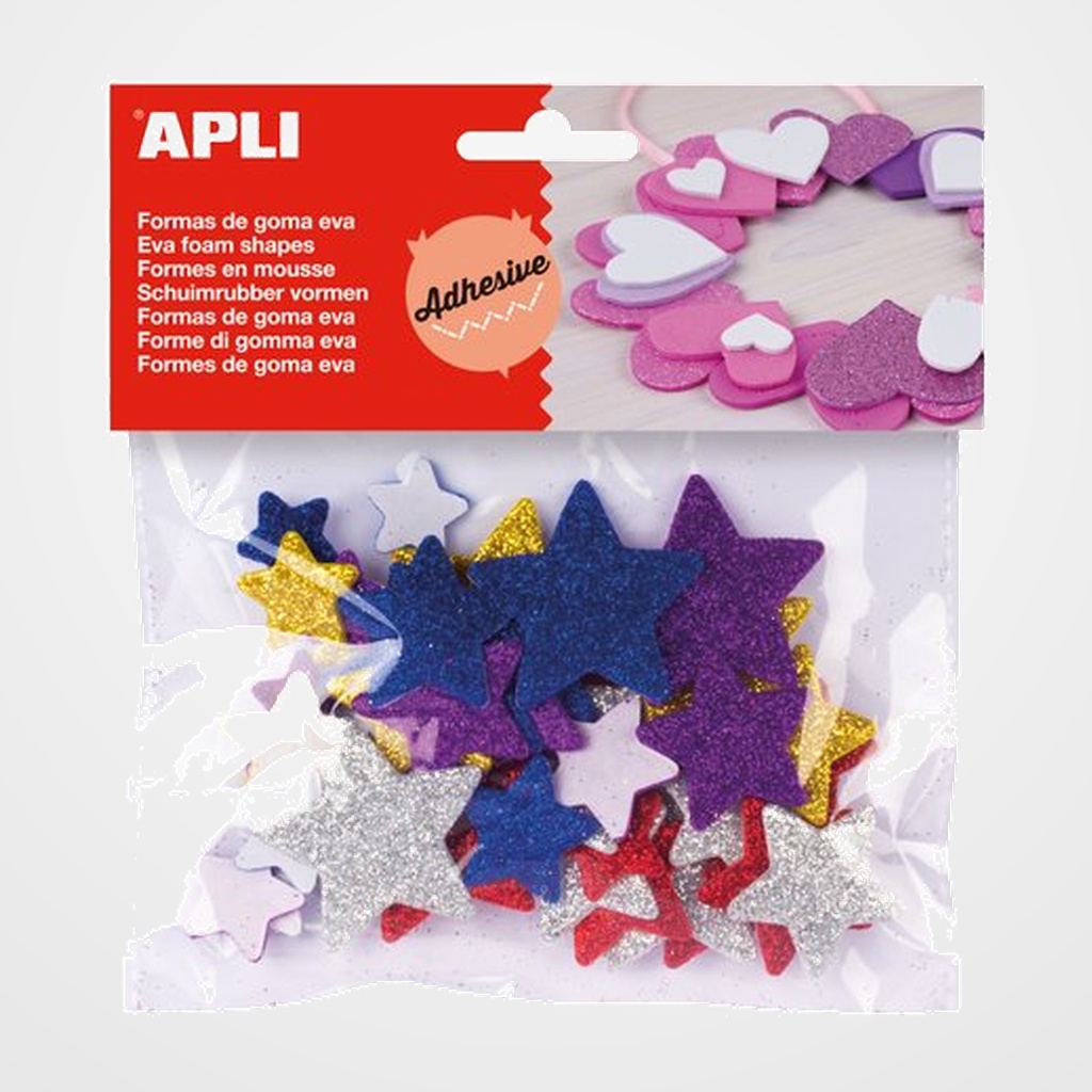 [25208891] GOMA EVA APLI FORMAS ADHESIVAS con PURPURINA ESTRELLA COLOR BOLSA de 50