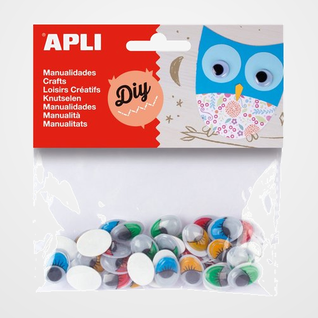 OJOS MOVILES APLI OVALADOS COLORES SURTIDOS BOLSA de 40