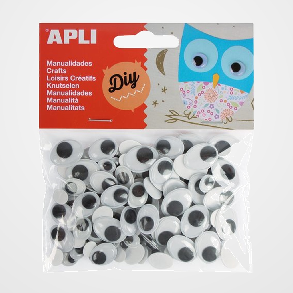 OJOS MOVILES APLI OVALADOS NEGRO BOLSA de 100