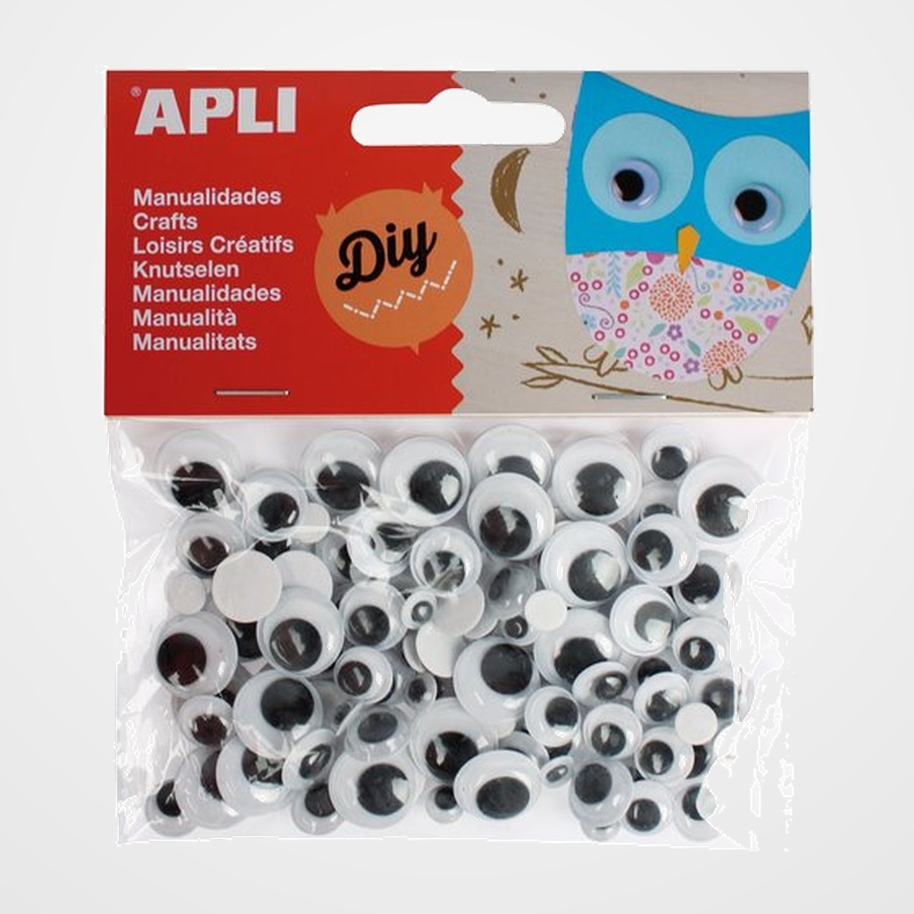 OJOS MOVILES APLI REDONDOS NEGRO BOLSA de 100