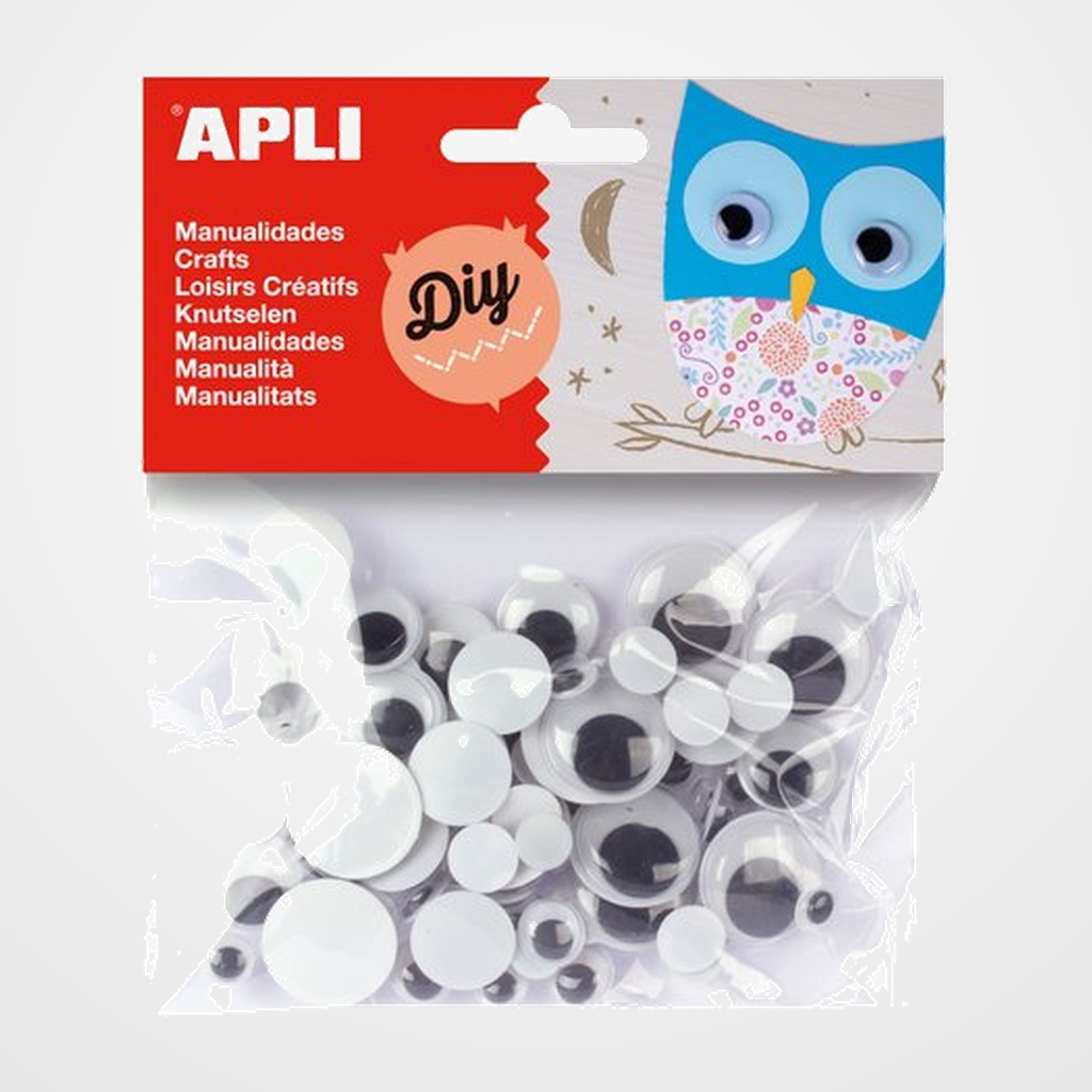 OJOS MOVILES APLI REDONDOS NEGRO BOLSA de 75