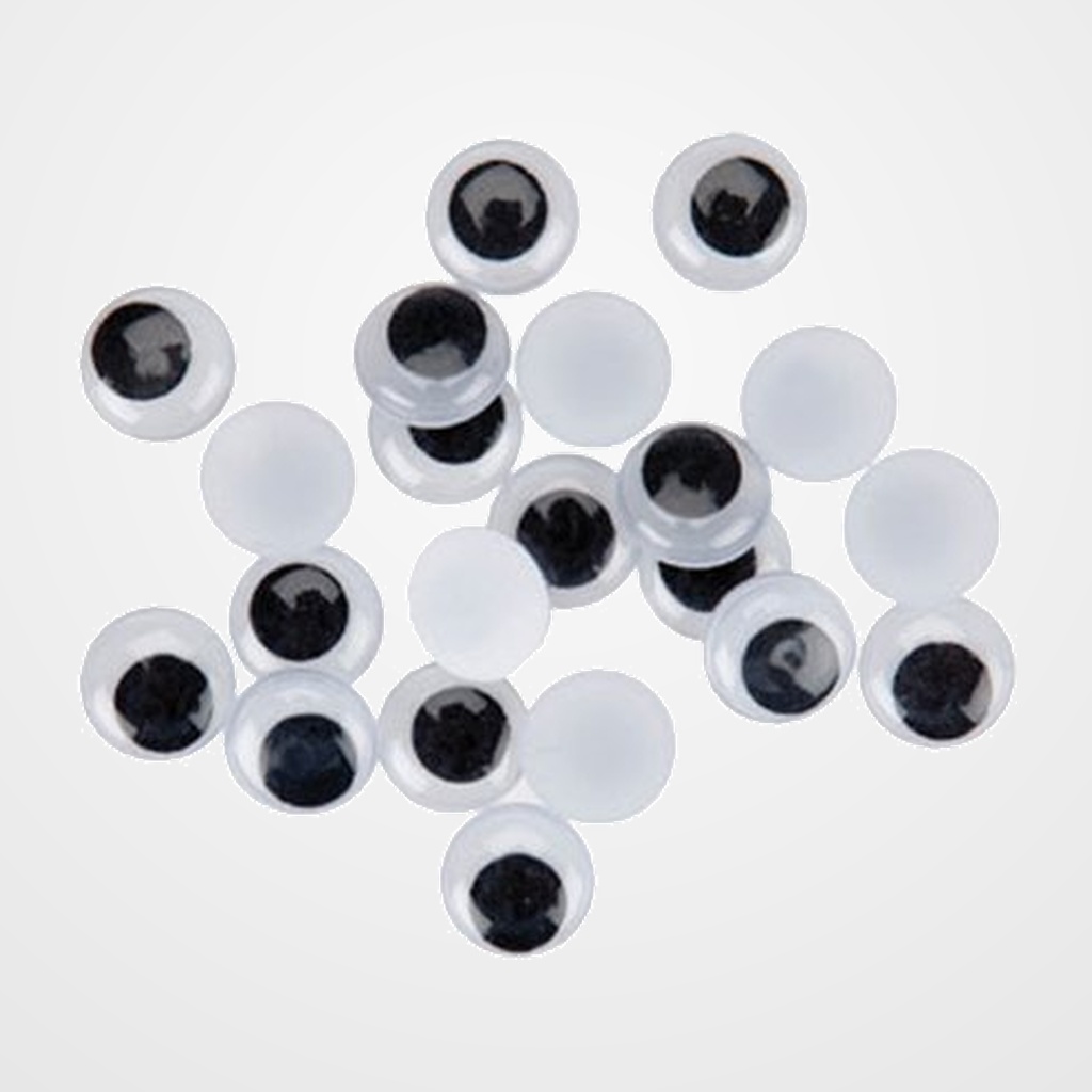 OJOS MOVILES OVALADOS 12 mm. NEGRO PACK de 35