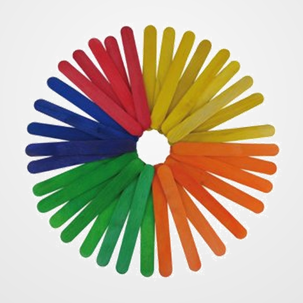PALILLOS PLANOS FIXO KIDS MADERA COLORES 15 cm. PACK de 50