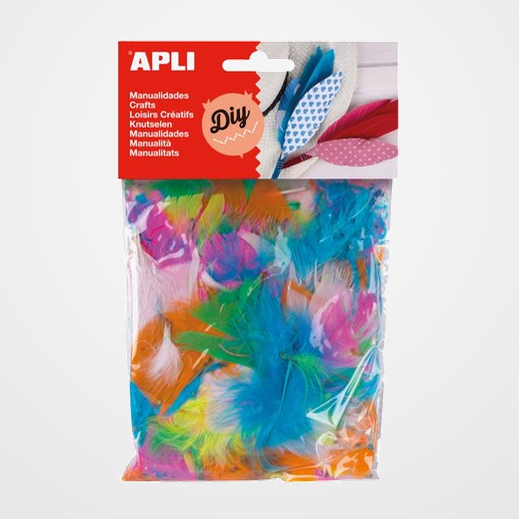 PLUMAS APLI PEQUEÑAS SURTIDO 14 gr. 24 unidades