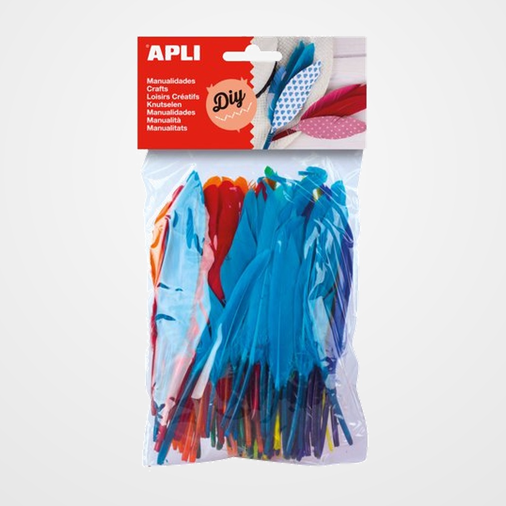 PLUMAS APLI 7-16 cm. SURTIDO BOLSA de 100