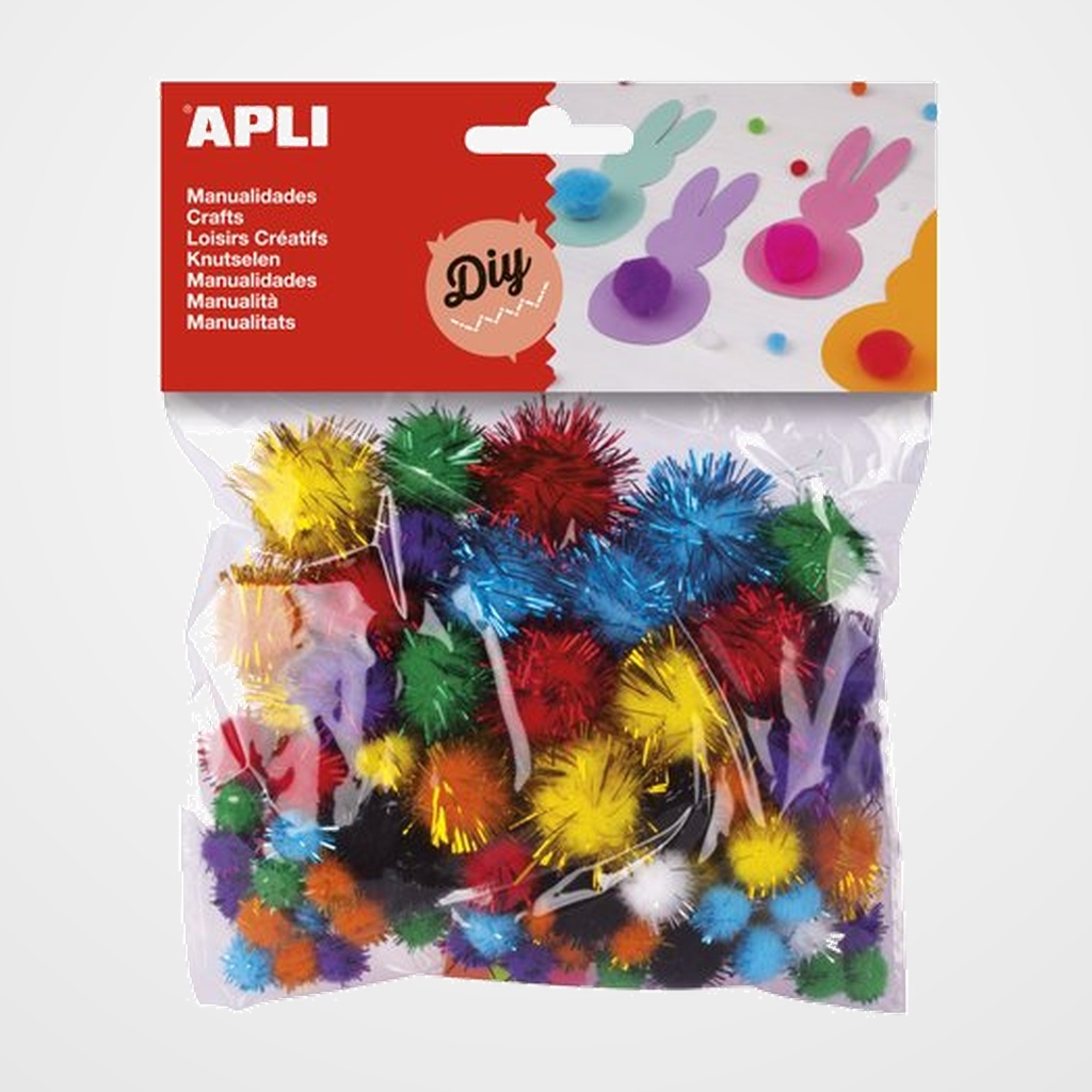 POM POM APLI COLORES BRILLANTES SURTIDOS BOLSA de 78