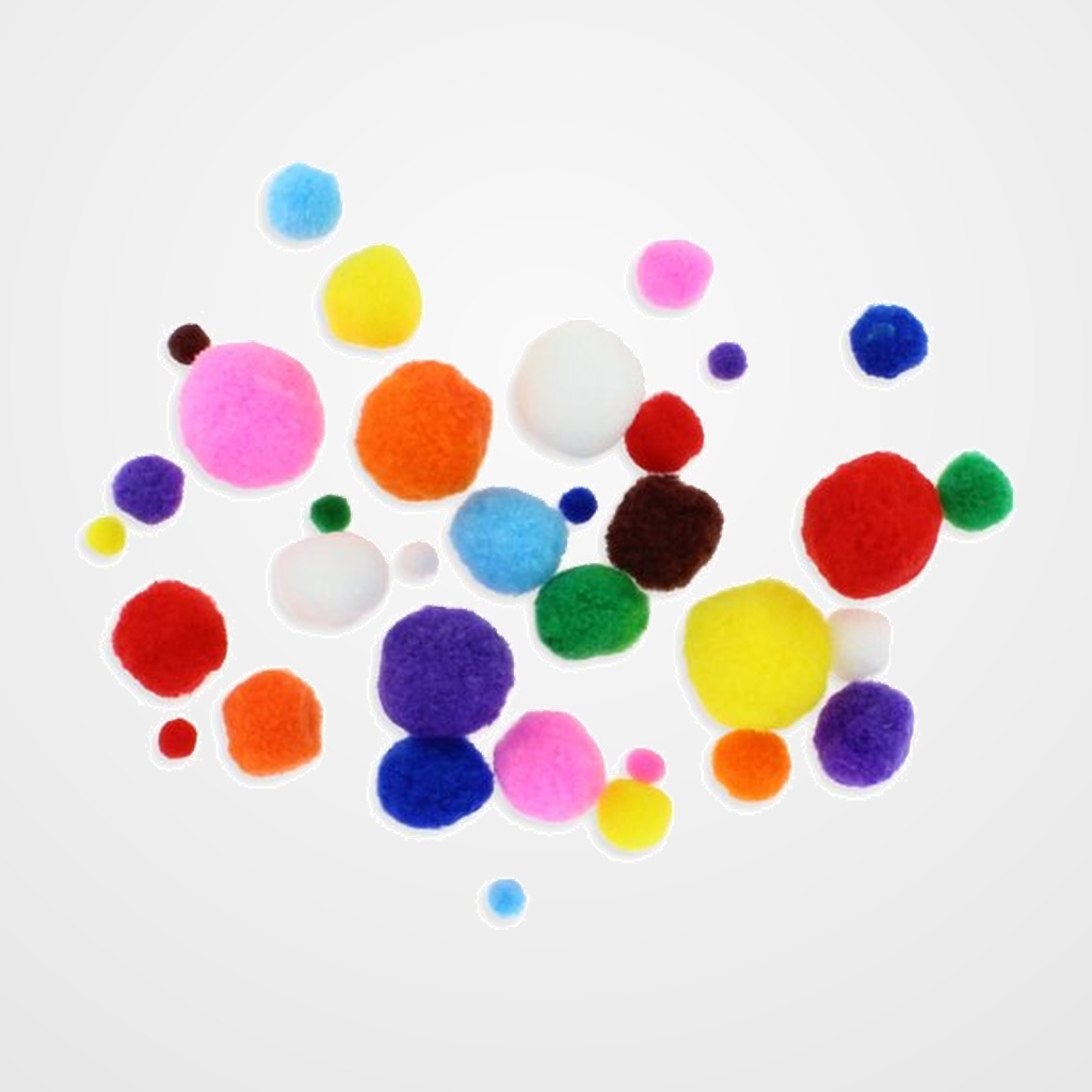 POM POM FIXO KIDS COLORES Y TAMAÑOS SURTIDOS PACK de 100