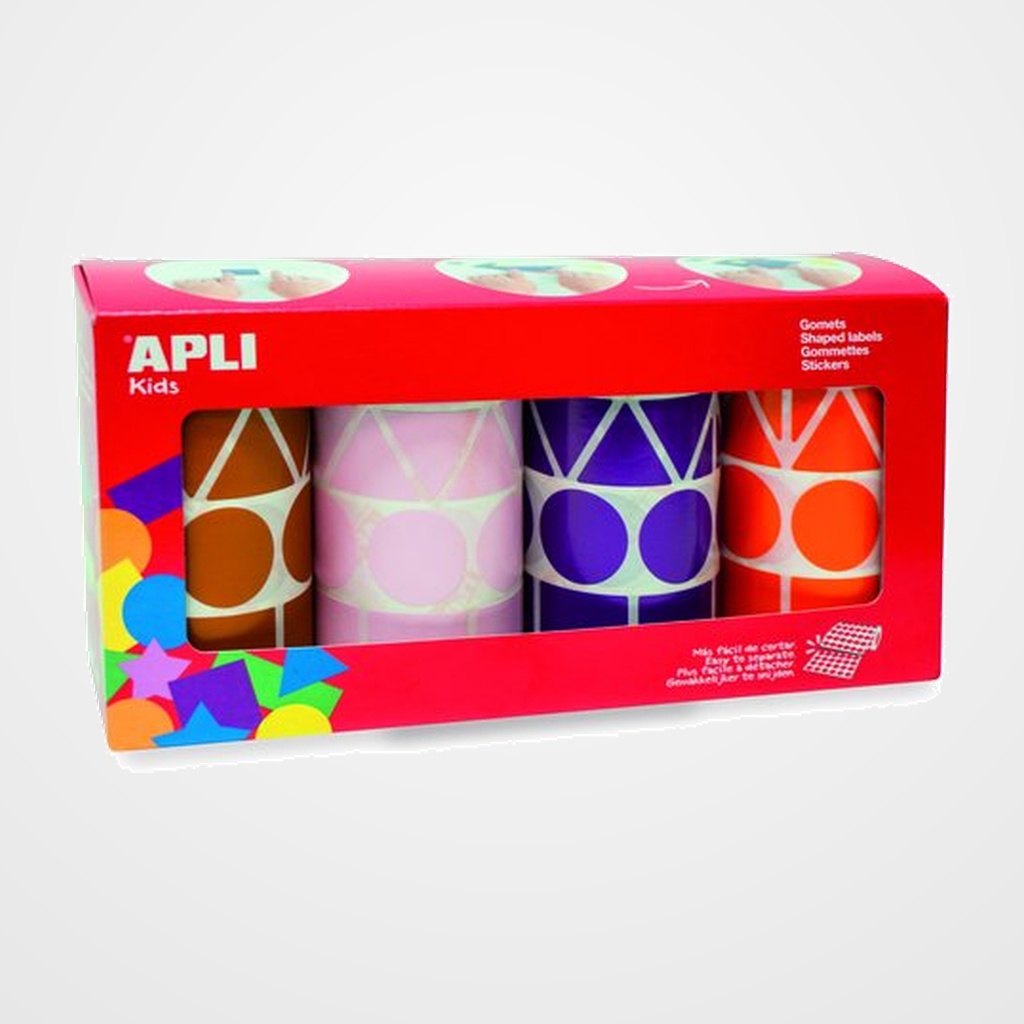 GOMETS APLI  ROLLO 59h XL FIGURAS GEOM.(CL.,TR.,CD.,RG.) 27 mm PACK 4 rollos (MR-NJ-RS-VL) 5.428 uds. (11913)