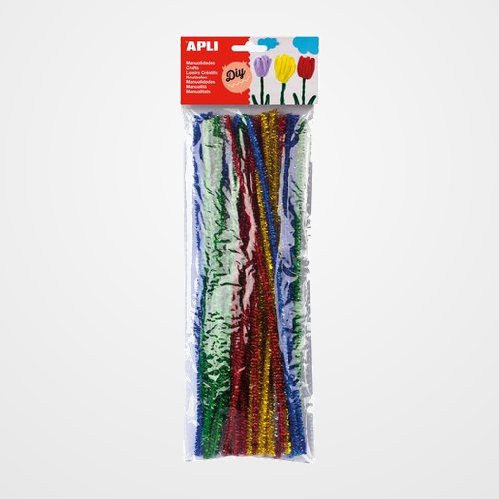 LIMPIA PIPAS VARILLA APLI COLORES BRILLANTES SURTIDOS 30 cm. BOLSA de 50