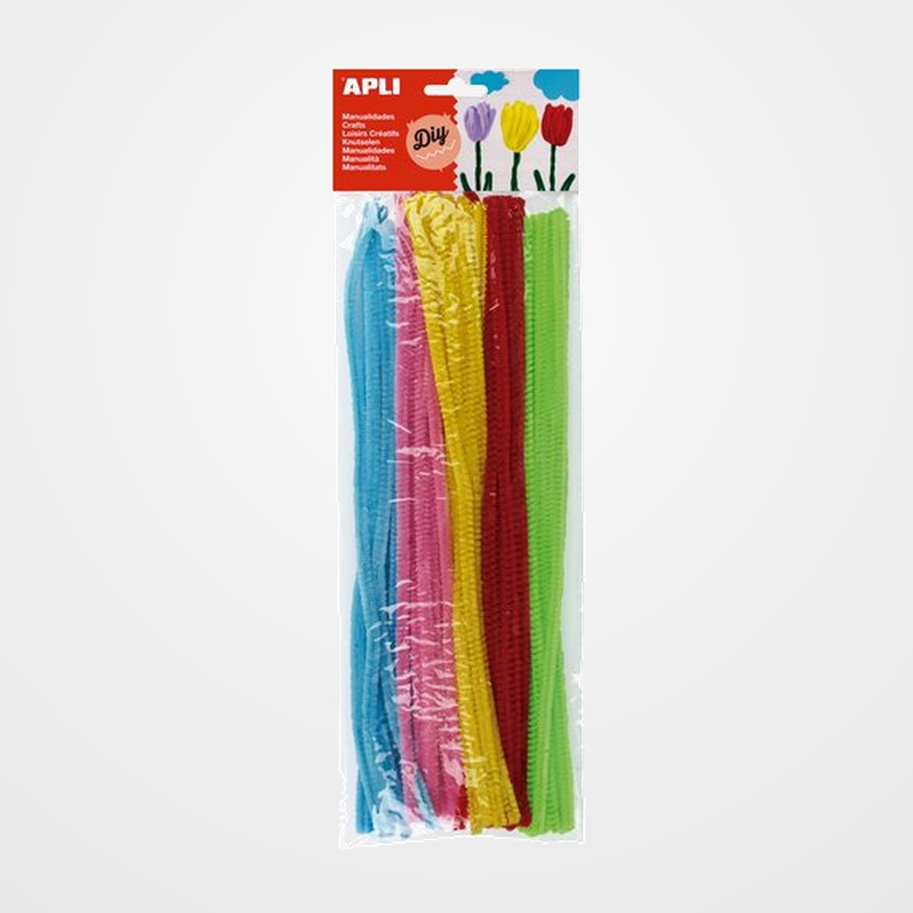LIMPIA PIPAS VARILLA APLI COLORES NEON SURTIDOS 30 cm. BOLSA de 50