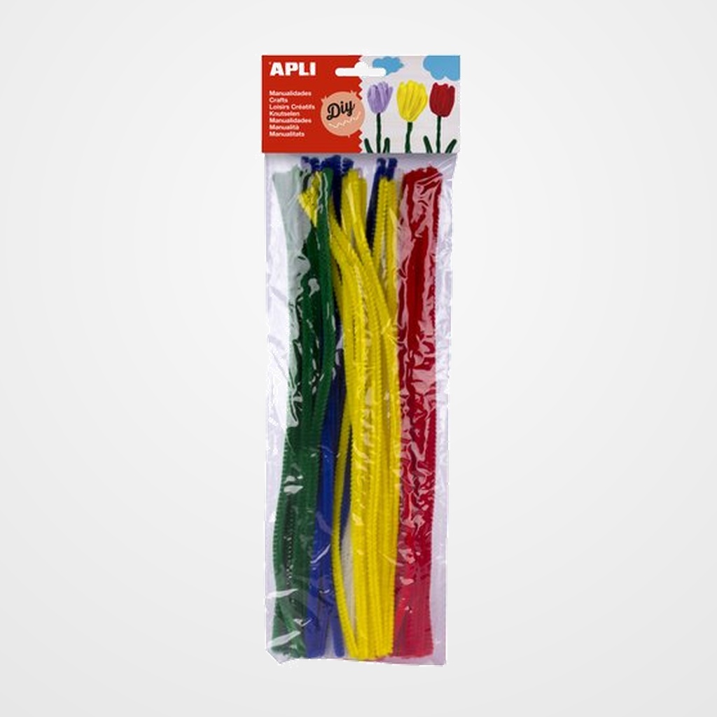 LIMPIA PIPAS VARILLA APLI COLORES SURTIDOS 30 cm. BOLSA de 50