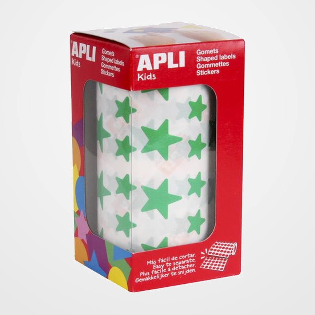 GOMETS APLI  ROLLO 59h ESTRELLA 5 puntas surt.(GDE.y PEQ.) VERDE 2.360 uds. (04890)