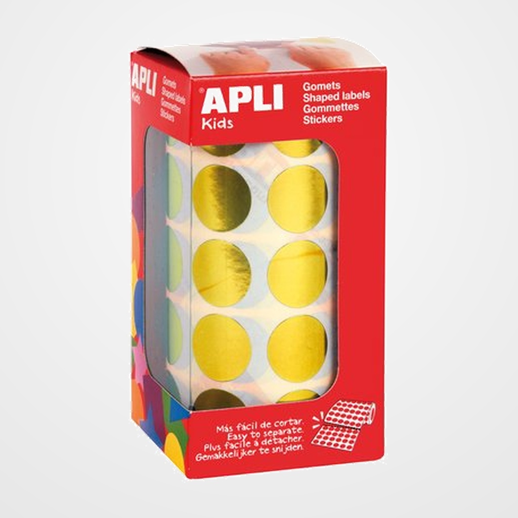 GOMETS APLI METALIZADOS ROLLO 59h CIRCULO Ø 20 mm AMARILLO 1.770 uds. (12047)