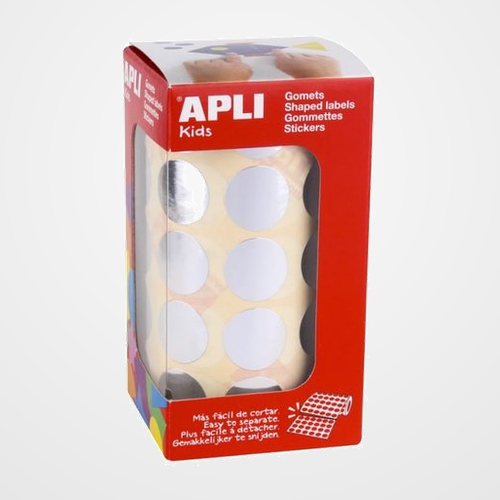 GOMETS APLI METALIZADOS ROLLO 59h CIRCULO Ø 20 mm PLATA 1.770 uds. (11633)