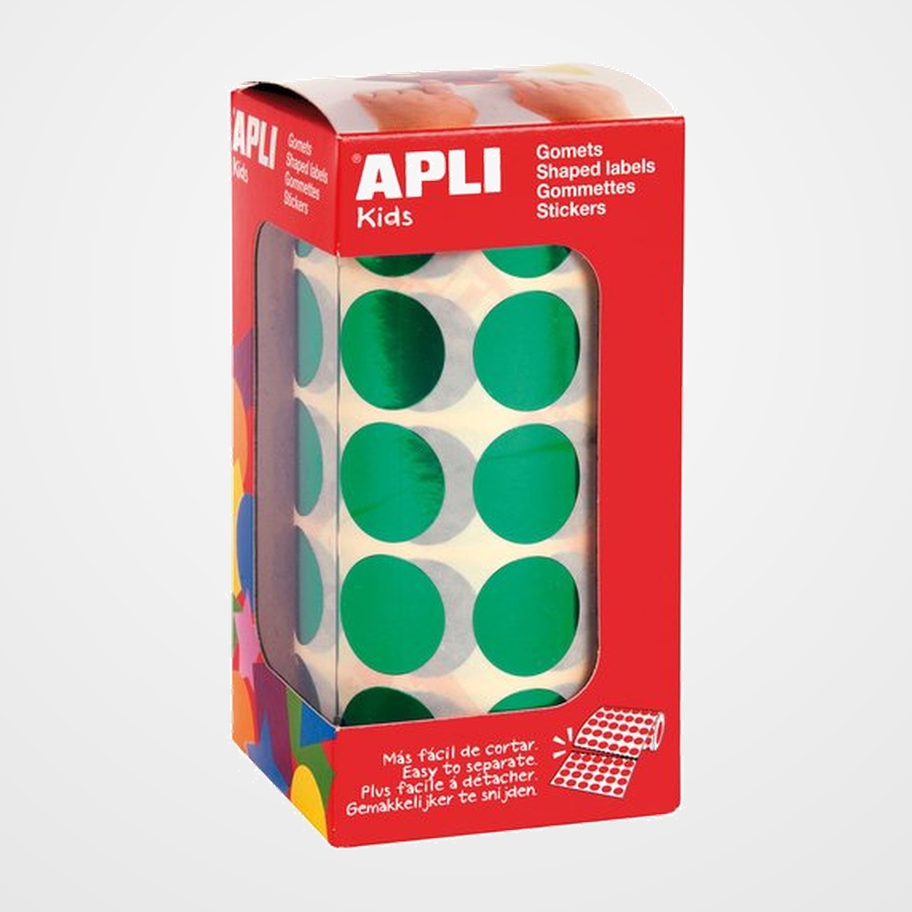 GOMETS APLI METALIZADOS ROLLO 59h CIRCULO Ø 20 mm VERDE 1.770 uds. (12050)