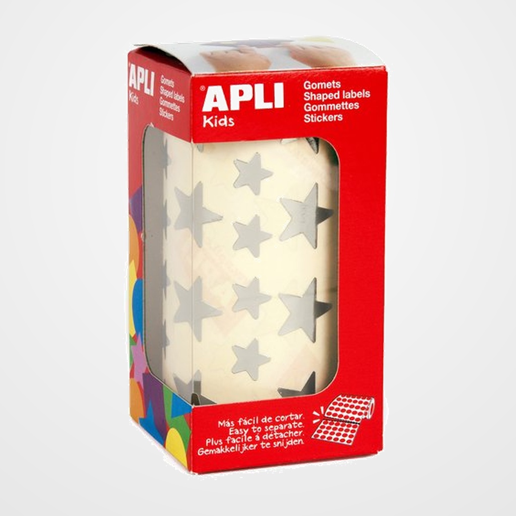 GOMETS APLI METALIZADOS ROLLO 59h ESTRELLA surt.(GDE.y PEQ.) PLATA 2.360 uds. (11117)